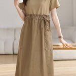 Casual Spliced Tie Waist Dress - liwisi
