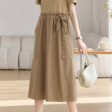 Casual Spliced Tie Waist Dress - liwisi