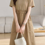 Casual Spliced Tie Waist Dress - liwisi
