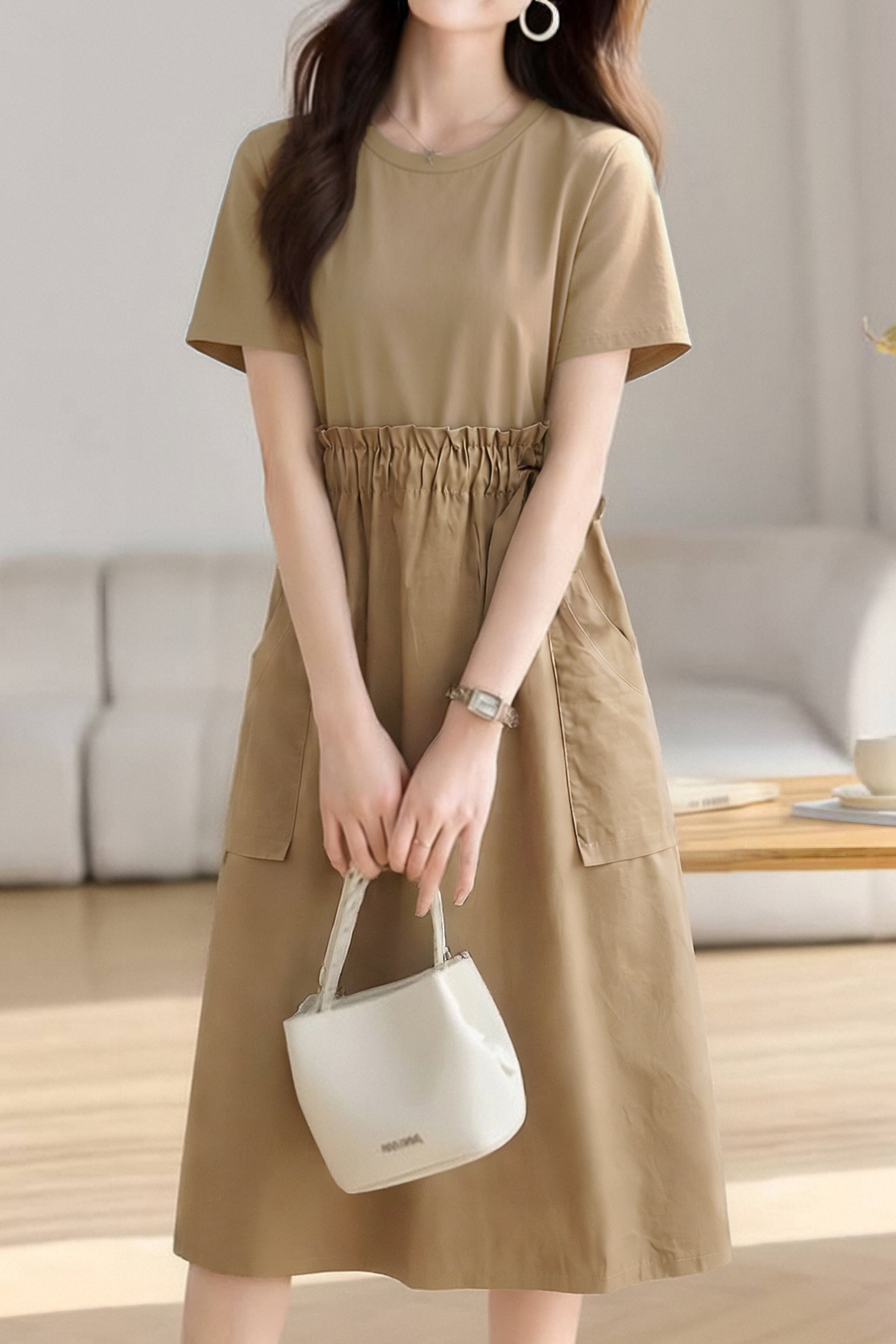 Casual Spliced Tie Waist Dress - liwisi