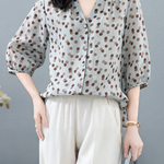 Casual Polka Dot V-Neck Versatile Shirt - liwisi