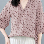 Casual Polka Dot V-Neck Versatile Shirt - liwisi