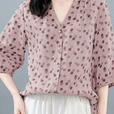 Casual Polka Dot V-Neck Versatile Shirt - liwisi
