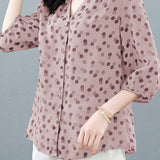 Casual Polka Dot V-Neck Versatile Shirt - liwisi