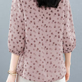 Casual Polka Dot V-Neck Versatile Shirt - liwisi