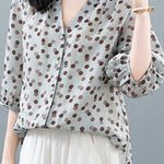 Casual Polka Dot V-Neck Versatile Shirt - liwisi