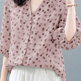 Casual Polka Dot V-Neck Versatile Shirt - liwisi