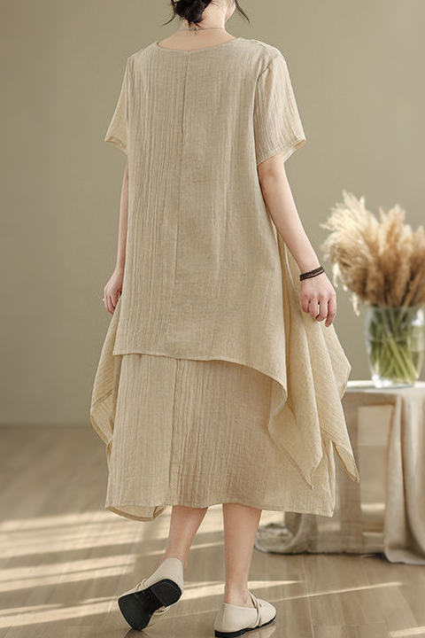 Casual Double Layer Hem Dress - liwisi