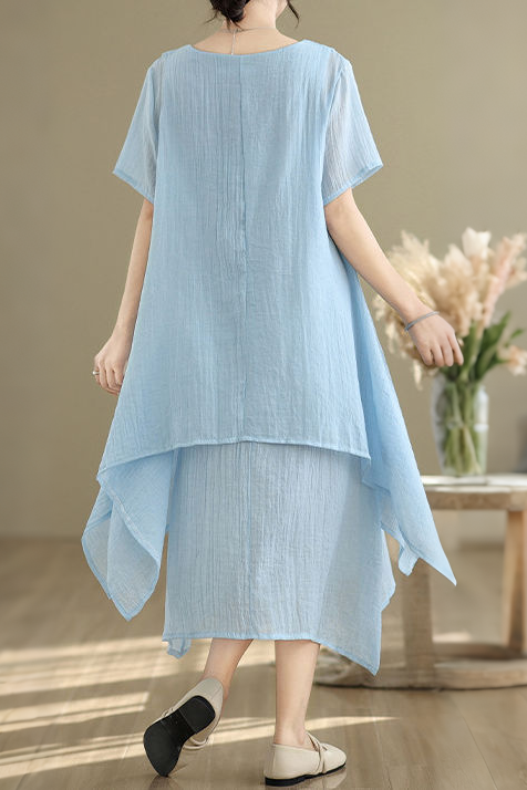 Casual Double Layer Hem Dress - liwisi