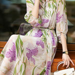 Casual Printed Moderate Lantern Sleeve Dress - liwisi