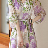 Casual Printed Moderate Lantern Sleeve Dress - liwisi