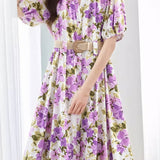 Casual Belted Printed Dress - liwisi