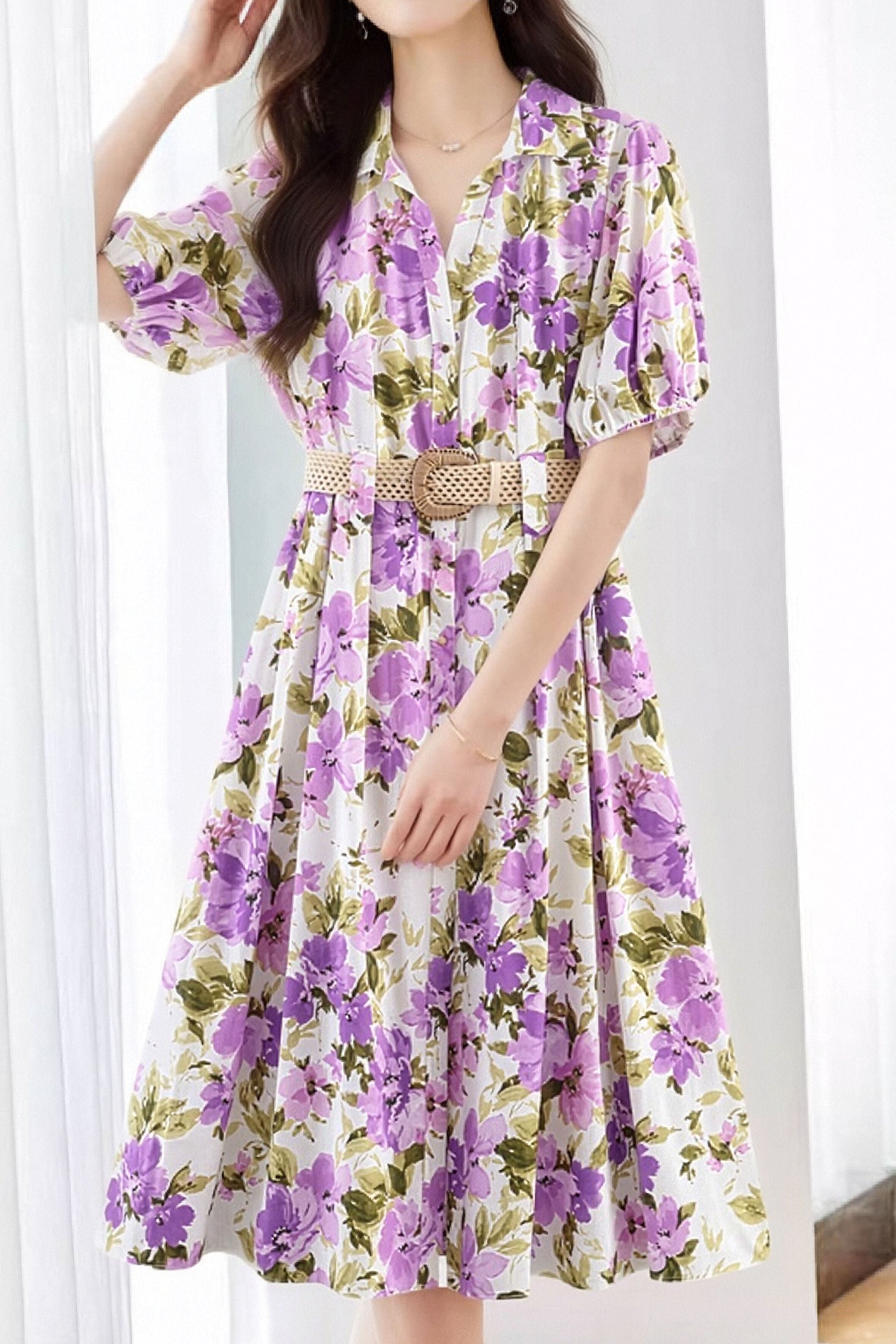 Casual Belted Printed Dress - liwisi