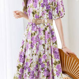 Casual Belted Printed Dress - liwisi