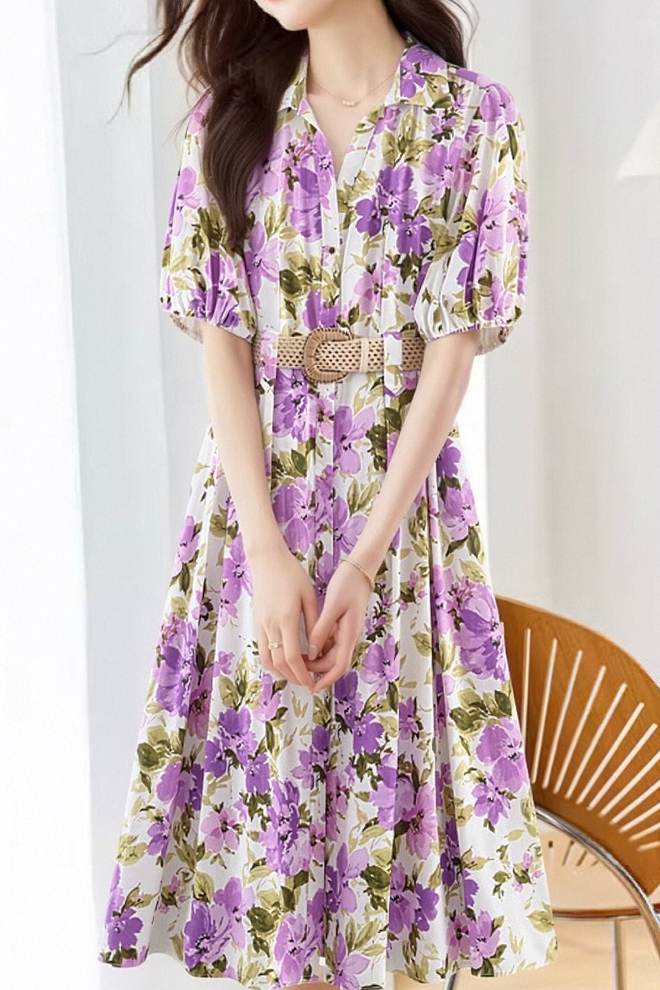 Casual Belted Printed Dress - liwisi
