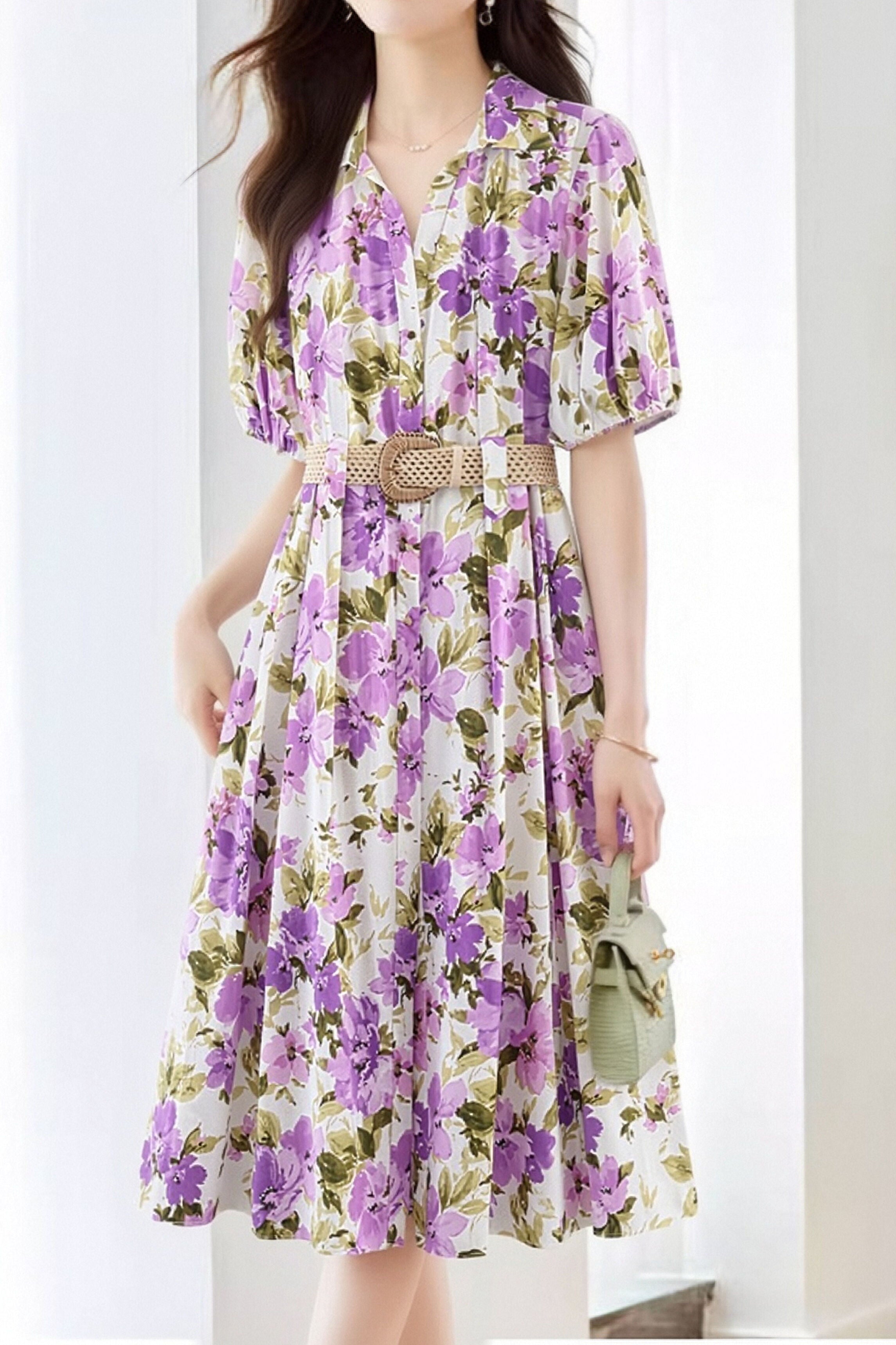Casual Belted Printed Dress - liwisi