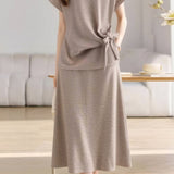 Casual Crew Neck T-Shirt And Skirt Two-Piece Set - liwisi