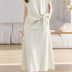Casual Crew Neck T-Shirt And Skirt Two-Piece Set - liwisi
