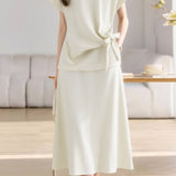 Casual Crew Neck T-Shirt And Skirt Two-Piece Set - liwisi