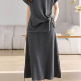 Casual Crew Neck T-Shirt And Skirt Two-Piece Set - liwisi