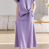 Casual Crew Neck T-Shirt And Skirt Two-Piece Set - liwisi