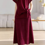 Casual Crew Neck T-Shirt And Skirt Two-Piece Set - liwisi