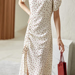 Casual Square-Neck Fitted Puff-Sleeve Dress - liwisi