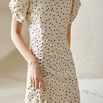 Casual Square-Neck Fitted Puff-Sleeve Dress - liwisi