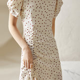 Casual Square-Neck Fitted Puff-Sleeve Dress - liwisi