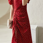 Casual Square-Neck Fitted Puff-Sleeve Dress - liwisi
