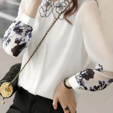 Casual Petal-Collar Printed Shirt - liwisi