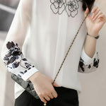 Casual Petal-Collar Printed Shirt - liwisi