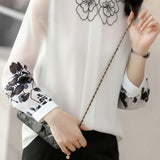Casual Petal-Collar Printed Shirt - liwisi