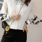 Casual Petal-Collar Printed Shirt - liwisi