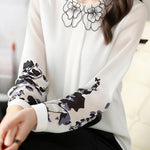 Casual Petal-Collar Printed Shirt - liwisi