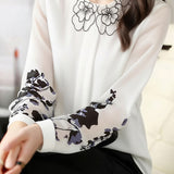 Casual Petal-Collar Printed Shirt - liwisi