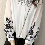 Casual Petal-Collar Printed Shirt - liwisi