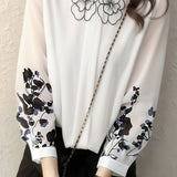 Casual Petal-Collar Printed Shirt - liwisi