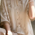 Casual Seven-Point Sleeve Spliced Shirt - liwisi