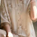 Casual Seven-Point Sleeve Spliced Shirt - liwisi