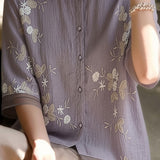 Casual Seven-Point Sleeve Spliced Shirt - liwisi