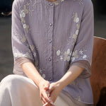 Casual Seven-Point Sleeve Spliced Shirt - liwisi