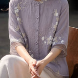 Casual Seven-Point Sleeve Spliced Shirt - liwisi