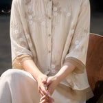 Casual Seven-Point Sleeve Spliced Shirt - liwisi