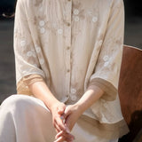 Casual Seven-Point Sleeve Spliced Shirt - liwisi