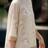 Casual Seven-Point Sleeve Spliced Shirt - liwisi