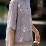 Casual Seven-Point Sleeve Spliced Shirt - liwisi
