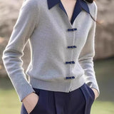 Casual Chinese Frog Closure Knit Sweater - liwisi