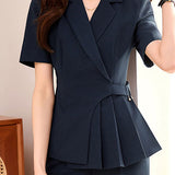 Casual Waist Blazer Nine-Point Pants Set - liwisi