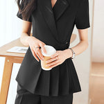 Casual Waist Blazer Nine-Point Pants Set - liwisi